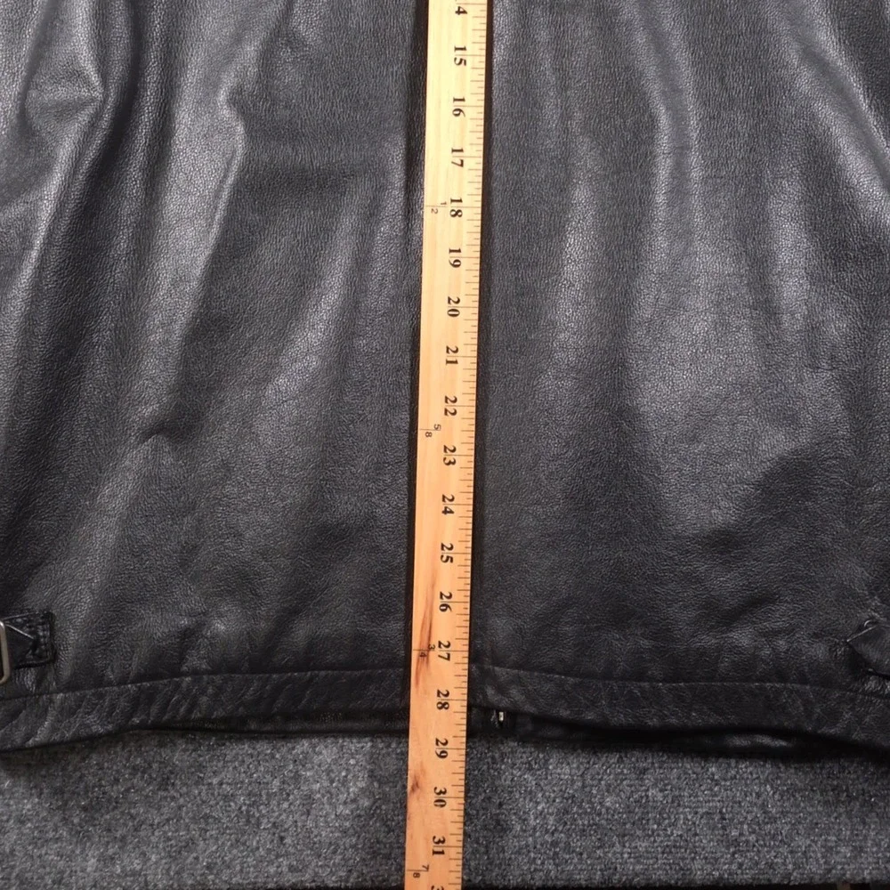 Vintage Gap Leather Harrington Bomber Jacket Mens Large Black Quilted Full Zip
